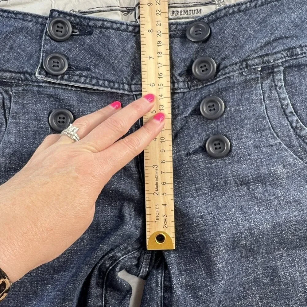 Y2K Zana Di‎ Jrs 9 Bermuda Shorts Low Rise Blue Denim Sailor Long Street Grunge